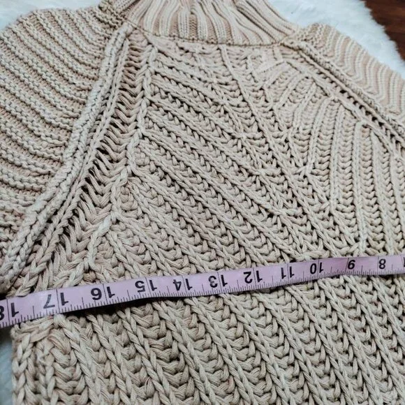 Free People Sweetheart Womens Small Chunky Rib Knit Pullover Sweater Sandcastle - Picture 9 of 10